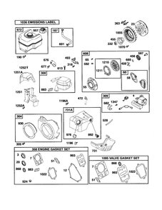 Rewind Starter/Fuel Tank Diagram and Parts List for 12R113-0734  Briggs and Stratton Engine